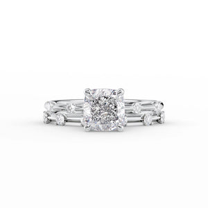 The Serena Set With A 2.5 Carat Cushion Moissanite