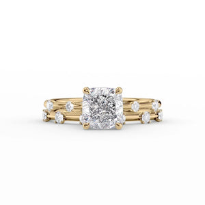 The Serena Set With A 5 Carat Cushion Moissanite
