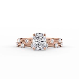 The Serena Set With A 3.5 Carat Elongated Cushion Moissanite