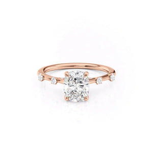 The Serena Set With A 3 Carat Elongated Cushion Lab Diamond