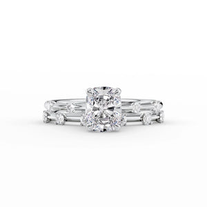 The Serena Set With A 1 Carat Elongated Cushion Lab Diamond