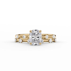 The Serena Set With A 1.5 Carat Elongated Cushion Lab Diamond