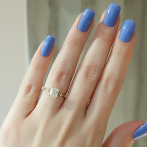The Serena Set With A 3 Carat Elongated Cushion Moissanite