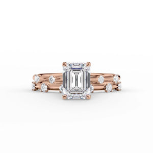 The Serena Set With A 3 Carat Emerald Moissanite