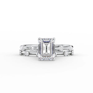 The Serena Set With A 3 Carat Emerald Moissanite
