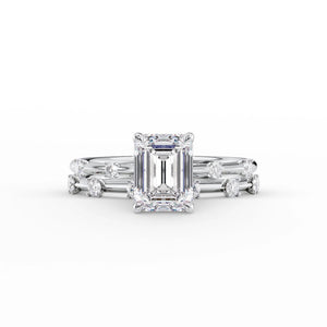 The Serena Set With A 2 Carat Emerald Moissanite