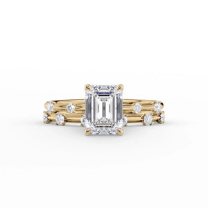 The Serena Set With A 3 Carat Emerald Moissanite