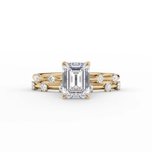 The Serena Set With A 2.5 Carat Emerald Moissanite