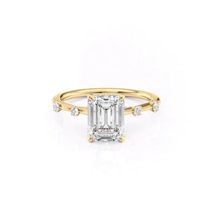 The Serena Set With A 3 Carat Emerald Moissanite