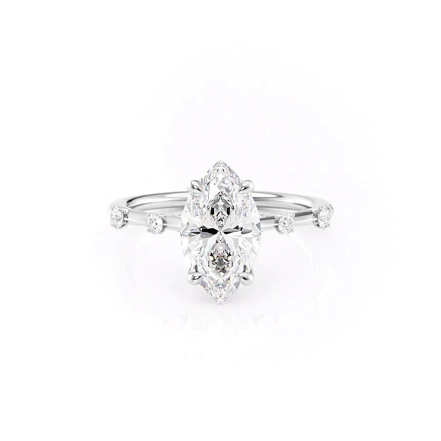 The Serena Set With A 3 Carat Marquise Lab Diamond