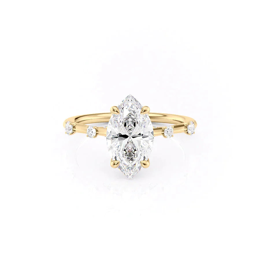 The Serena Set With A 3 Carat Marquise Lab Diamond