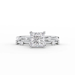 The Serena Set With A 3 Carat Princess Lab Diamond