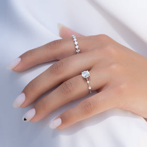 The Serena Set With A 3 Carat Round Moissanite