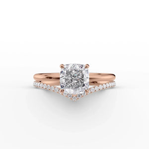 The Low Profile Kamellie Set With A 1.5 Carat Cushion Moissanite