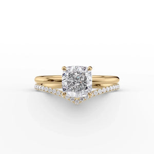 The Low Profile Kamellie Set With A 3.5 Carat Cushion Moissanite