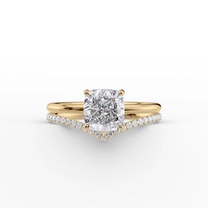 The Low Profile Kamellie Set With A 1.5 Carat Cushion Moissanite