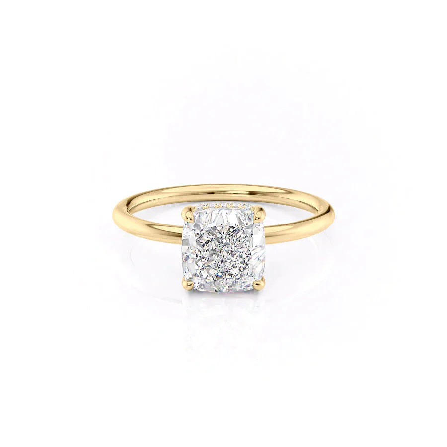 The Low Profile Kamellie Set With A 3.5 Carat Cushion Moissanite