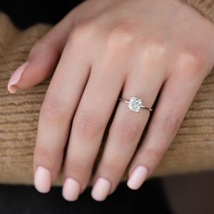 The Low Profile Kamellie Set With A 2 Carat Elongated Cushion Lab Diamond