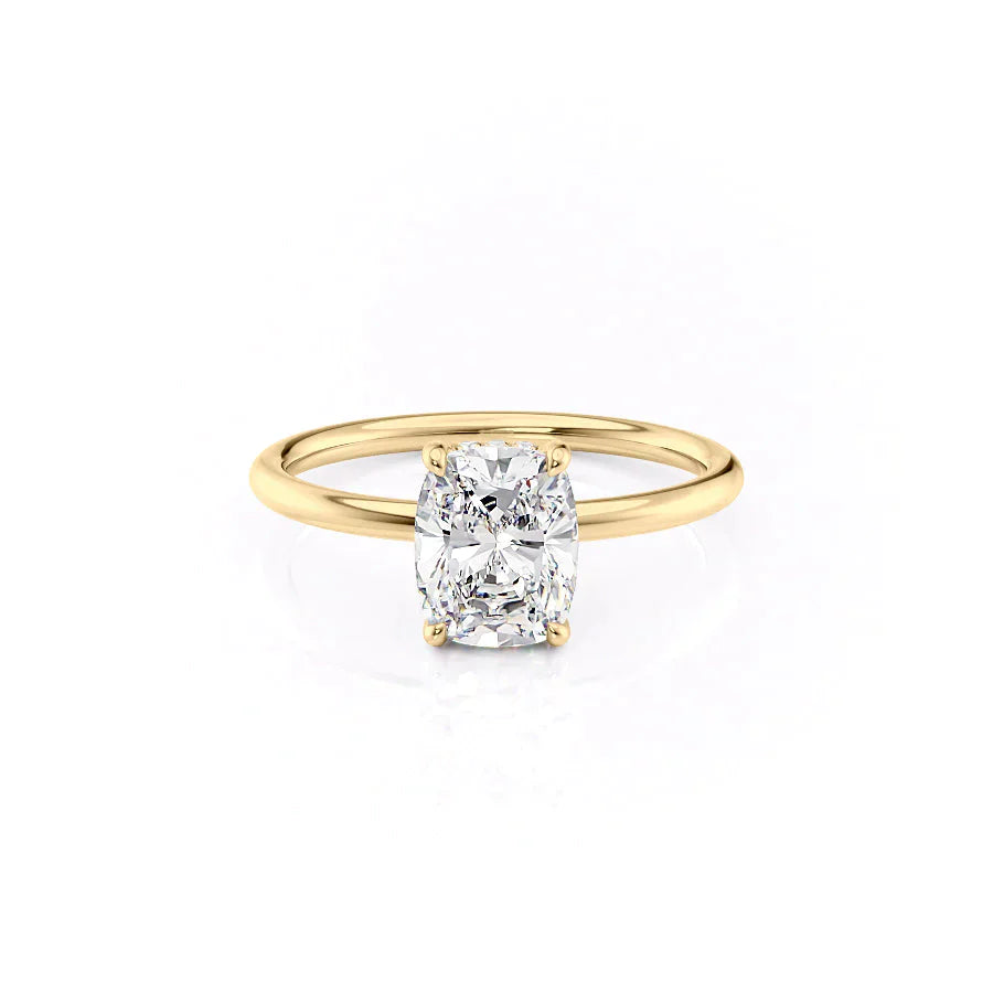 The Low Profile Kamellie Set With A 2.5 Carat Elongated Cushion Moissanite