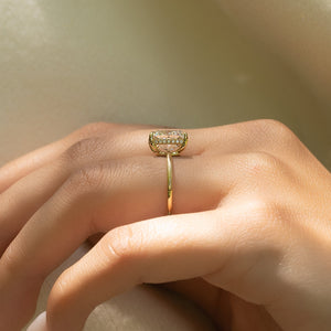 The Low Profile Kamellie Set With A 3 Carat Elongated Cushion Lab Diamond