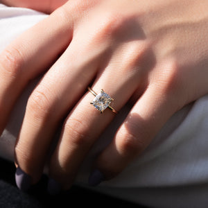 The Low Profile Kamellie Set With A 3 Carat Elongated Cushion Lab Diamond