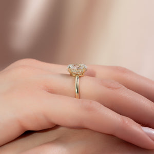 The Low Profile Kamellie Set With A Oval Moissanite