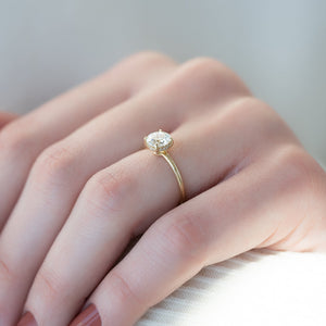 The Low Profile Kamellie Set With A Round Moissanite