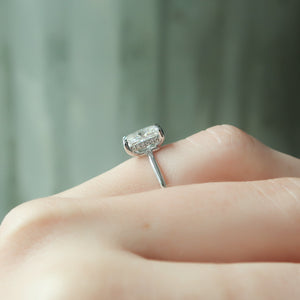 The Low Profile Kamellie Set With A 2.5 Carat Radiant Moissanite