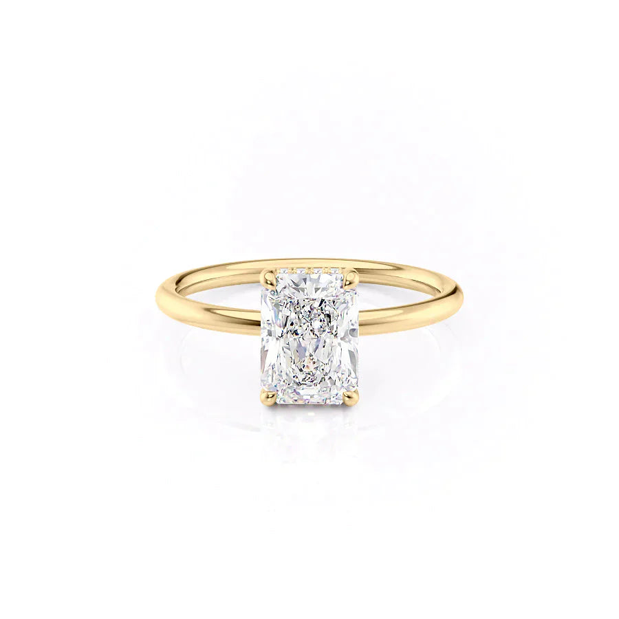 The Low Profile Kamellie Set With A 4.5 Carat Radiant Moissanite