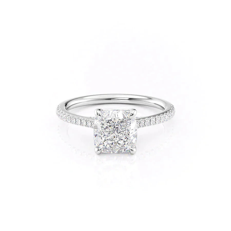 The Pave Claire Set With A 3 Carat Cushion Lab Diamond