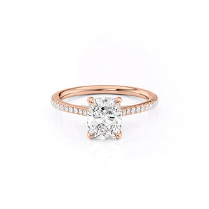 The Pave Claire Set With A 1.5 Carat Elongated Cushion Moissanite