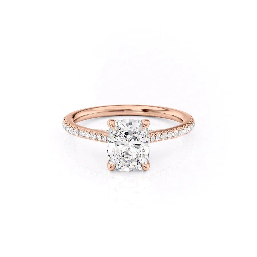 The Pave Claire Set With A 4.5 Carat Elongated Cushion Moissanite
