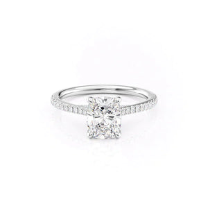 The Pave Claire Set With A 1 Carat Elongated Cushion Lab Diamond