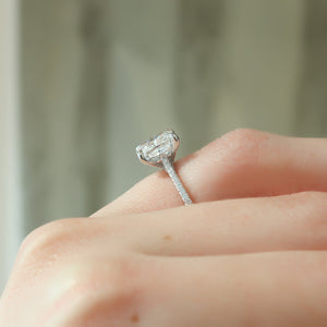 The Pave Claire Set With A 1 Carat Elongated Cushion Lab Diamond
