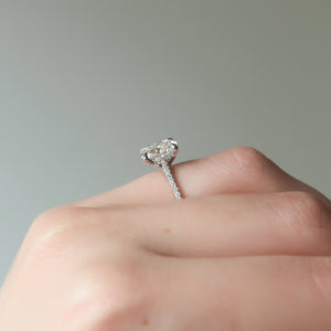 The Pave Claire Set With A 1 Carat Elongated Cushion Lab Diamond