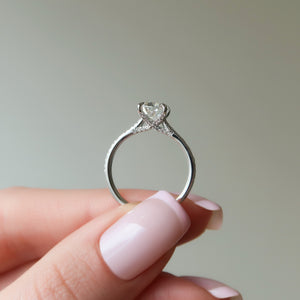 The Pave Claire Set With A 1 Carat Elongated Cushion Lab Diamond
