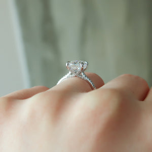 The Pave Claire Set With A 1 Carat Elongated Cushion Lab Diamond