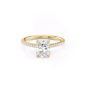 The Pave Claire Set With A 3 Carat Elongated Cushion Lab Diamond