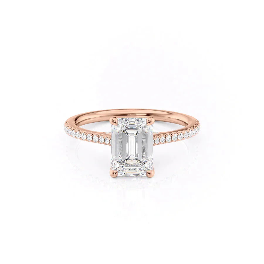 The Pave Claire Set With A 2.5 Carat Emerald Moissanite