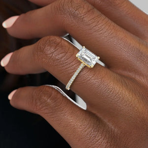 The Pave Claire Set With A 2.5 Carat Emerald Moissanite