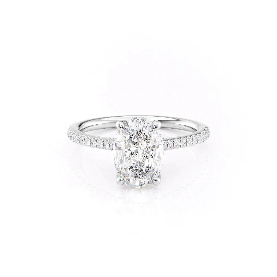 The Pave Claire Set With A 1.5 Carat Oval Moissanite
