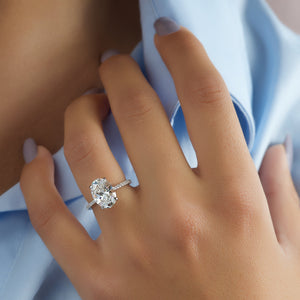 The Pave Claire Set With A 1.5 Carat Oval Lab Diamond