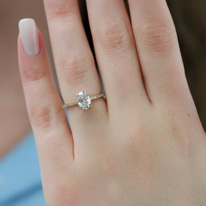 The Pave Claire Set With A 1 Carat Oval Lab Diamond