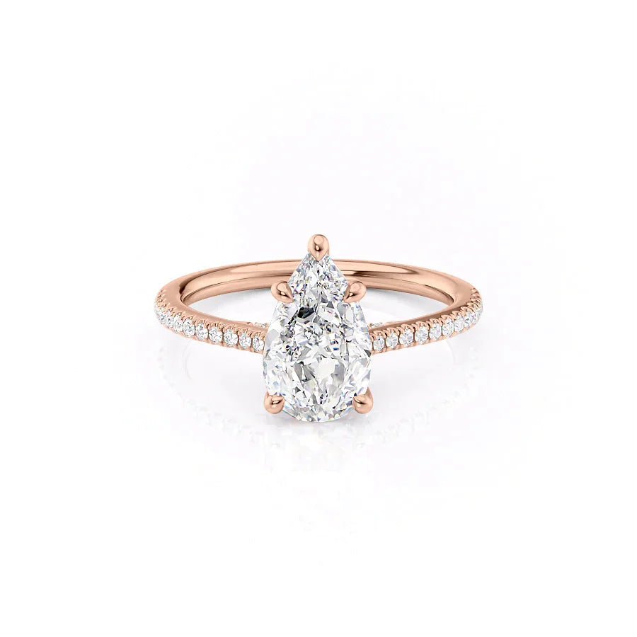 The Pave Claire Set With A 1 Carat Pear Lab Diamond