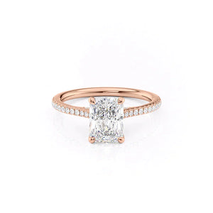 The Pave Claire Set With A 2.5 Carat Radiant Moissanite