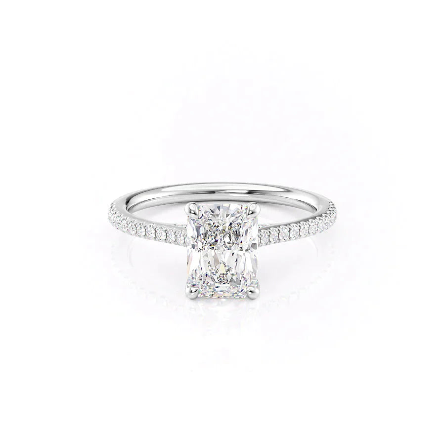 The Pave Claire Set With A 1.5 Carat Radiant Lab Diamond