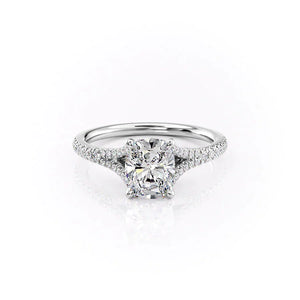 The Jade Set With A 3 Carat Elongated Cushion Moissanite