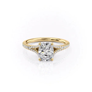 The Jade Set With A 1.5 Carat Elongated Cushion Moissanite