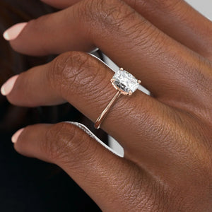 The Madison Set With A 3.5 Carat Elongated Cushion Moissanite