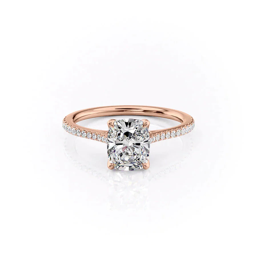 The Pave Madison Set With A 3.5 Carat Elongated Cushion Moissanite